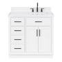 Ariel Hepburn 36" Free Standing Single Basin Vanity Set with Cabinet, Quartz Vanity Top, and Right Offset Rectangular Bathroom Sink White