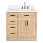 Ariel Hepburn 36" Free Standing Single Basin Vanity Set with Cabinet and Quartz Vanity Top Oak / Carrara White Quartz Top / Matte Black Hardware
