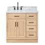 Ariel Hepburn 37" Free Standing Single Basin Vanity Set with Cabinet and Marble Vanity Top Oak / Carrara Marble Top / Matte Black Hardware