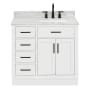 Ariel Hepburn 37" Free Standing Single Basin Vanity Set with Cabinet and Marble Vanity Top White