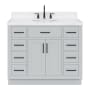 Ariel Hepburn 42" Free Standing Single Basin Vanity Set with Cabinet, Quartz Vanity Top, and Oval Bathroom Sink Grey