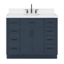Ariel Hepburn 42" Free Standing Single Basin Vanity Set with Cabinet, Quartz Vanity Top, and Oval Bathroom Sink Midnight Blue