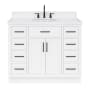 Ariel Hepburn 42" Free Standing Single Basin Vanity Set with Cabinet, Quartz Vanity Top, and Oval Bathroom Sink White