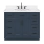 Ariel Hepburn 42" Free Standing Single Basin Vanity Set with Cabinet, Quartz Vanity Top, and Rectangular Bathroom Sink Midnight Blue
