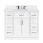 Ariel Hepburn 42" Free Standing Single Basin Vanity Set with Cabinet, Quartz Vanity Top, and Rectangular Bathroom Sink White