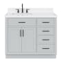 Ariel Hepburn 42" Free Standing Single Basin Vanity Set with Cabinet, Quartz Vanity Top, and Left Offset Rectangular Bathroom Sink Grey