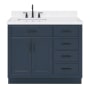 Ariel Hepburn 42" Free Standing Single Basin Vanity Set with Cabinet, Quartz Vanity Top, and Left Offset Rectangular Bathroom Sink Midnight Blue