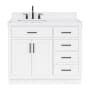 Ariel Hepburn 42" Free Standing Single Basin Vanity Set with Cabinet, Quartz Vanity Top, and Left Offset Rectangular Bathroom Sink White