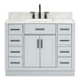 Ariel Hepburn 43" Free Standing Single Basin Vanity Set with Cabinet, Marble Vanity Top, and Rectangular Sink Grey