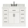 Ariel Hepburn 43" Free Standing Single Basin Vanity Set with Cabinet, Marble Vanity Top, and Rectangular Sink White