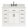 Ariel Hepburn 43" Free Standing Single Basin Vanity Set with Cabinet, Marble Vanity Top, and Oval Sink White