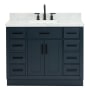 Ariel Hepburn 43" Free Standing Single Basin Vanity Set with Cabinet and Marble Vanity Top Midnight Blue
