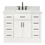 Ariel Hepburn 43" Free Standing Single Basin Vanity Set with Cabinet and Marble Vanity Top White