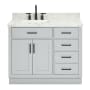 Ariel Hepburn 42" Free Standing Single Basin Vanity Set with Cabinet and Marble Vanity Top Grey