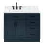 Ariel Hepburn 42" Free Standing Single Basin Vanity Set with Cabinet and Marble Vanity Top Midnight Blue