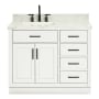 Ariel Hepburn 42" Free Standing Single Basin Vanity Set with Cabinet and Marble Vanity Top White