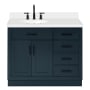 Ariel Hepburn 43" Free Standing Single Basin Vanity Set with Cabinet, Quartz Vanity Top, and Oval Sink Midnight Blue