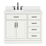 Ariel Hepburn 43" Free Standing Single Basin Vanity Set with Cabinet, Quartz Vanity Top, and Oval Sink White