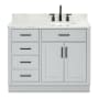 Ariel Hepburn 43" Free Standing Single Basin Vanity Set with Cabinet, Marble Vanity Top, and Oval Sink Grey