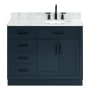 Ariel Hepburn 43" Free Standing Single Basin Vanity Set with Cabinet, Marble Vanity Top, and Oval Sink Midnight Blue