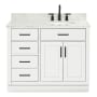 Ariel Hepburn 43" Free Standing Single Basin Vanity Set with Cabinet, Marble Vanity Top, and Oval Sink White
