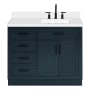 Ariel Hepburn 42" Free Standing Single Basin Vanity Set with Cabinet, Quartz Vanity Top, and Rectangular Sink Midnight Blue