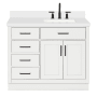 Ariel Hepburn 42" Free Standing Single Basin Vanity Set with Cabinet, Quartz Vanity Top, and Rectangular Sink White