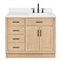 Ariel Hepburn 43" Free Standing Single Basin Vanity Set with Cabinet and Quartz Vanity Top Oak / White Quartz Top / Matte Black Hardware