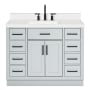 Ariel Hepburn 43" Free Standing Single Basin Vanity Set with Cabinet, Quartz Vanity Top, and Rectangular Sink Grey