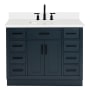 Ariel Hepburn 43" Free Standing Single Basin Vanity Set with Cabinet, Quartz Vanity Top, and Rectangular Sink Midnight Blue