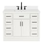 Ariel Hepburn 43" Free Standing Single Basin Vanity Set with Cabinet, Quartz Vanity Top, and Rectangular Sink White
