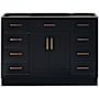 Ariel Hepburn 48" Single Free Standing Vanity Cabinet Only - Less Vanity Top Black / Satin Brass