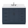 Ariel Hepburn 48" Free Standing Single Basin Vanity Set with Cabinet, Quartz Vanity Top, and Rectangular Bathroom Sink Midnight Blue