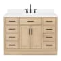 Ariel Hepburn 48" Free Standing Single Basin Vanity Set with Cabinet, Quartz Vanity Top, and Rectangular Bathroom Sink Oak