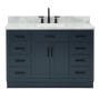 Ariel Hepburn 48" Free Standing Single Basin Vanity Set with Cabinet and Marble Vanity Top Midnight Blue