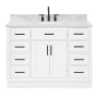 Ariel Hepburn 48" Free Standing Single Basin Vanity Set with Cabinet and Marble Vanity Top White