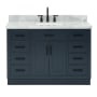 Ariel Hepburn 49" Free Standing Single Basin Vanity Set with Cabinet, Marble Vanity Top, and Rectangular Sink Midnight Blue