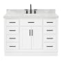 Ariel Hepburn 49" Free Standing Single Basin Vanity Set with Cabinet, Marble Vanity Top, and Rectangular Sink White