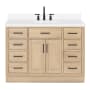 Ariel Hepburn 49" Free Standing Single Basin Vanity Set with Cabinet, Quartz Vanity Top, and Rectangular Sink Oak