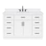 Ariel Hepburn 54" Free Standing Single Basin Vanity Set with Cabinet, Quartz Vanity Top, and Rectangular Bathroom Sink White