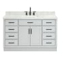 Ariel Hepburn 55" Free Standing Single Basin Vanity Set with Cabinet, Marble Vanity Top, and Rectangular Sink Grey