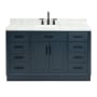 Ariel Hepburn 55" Free Standing Single Basin Vanity Set with Cabinet, Marble Vanity Top, and Rectangular Sink Midnight Blue