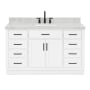 Ariel Hepburn 55" Free Standing Single Basin Vanity Set with Cabinet, Marble Vanity Top, and Rectangular Sink White