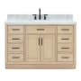 Ariel Hepburn 55" Free Standing Single Basin Vanity Set with Cabinet, Marble Vanity Top, and Rectangular Sink Oak