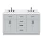 Ariel Hepburn 60" Free Standing Double Basin Vanity Set with Cabinet, Quartz Vanity Top, and Oval Bathroom Sink Grey