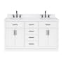 Ariel Hepburn 60" Free Standing Double Basin Vanity Set with Cabinet, Quartz Vanity Top, and Oval Bathroom Sink White