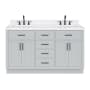 Ariel Hepburn 60" Free Standing Double Basin Vanity Set with Cabinet, Quartz Vanity Top, and Rectangular Bathroom Sink Grey