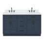Ariel Hepburn 60" Free Standing Double Basin Vanity Set with Cabinet, Quartz Vanity Top, and Rectangular Bathroom Sink Midnight Blue
