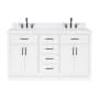 Ariel Hepburn 60" Free Standing Double Basin Vanity Set with Cabinet, Quartz Vanity Top, and Rectangular Bathroom Sink White