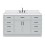 Ariel Hepburn 60" Free Standing Single Basin Vanity Set with Cabinet, Quartz Vanity Top, and Rectangular Bathroom Sink Grey